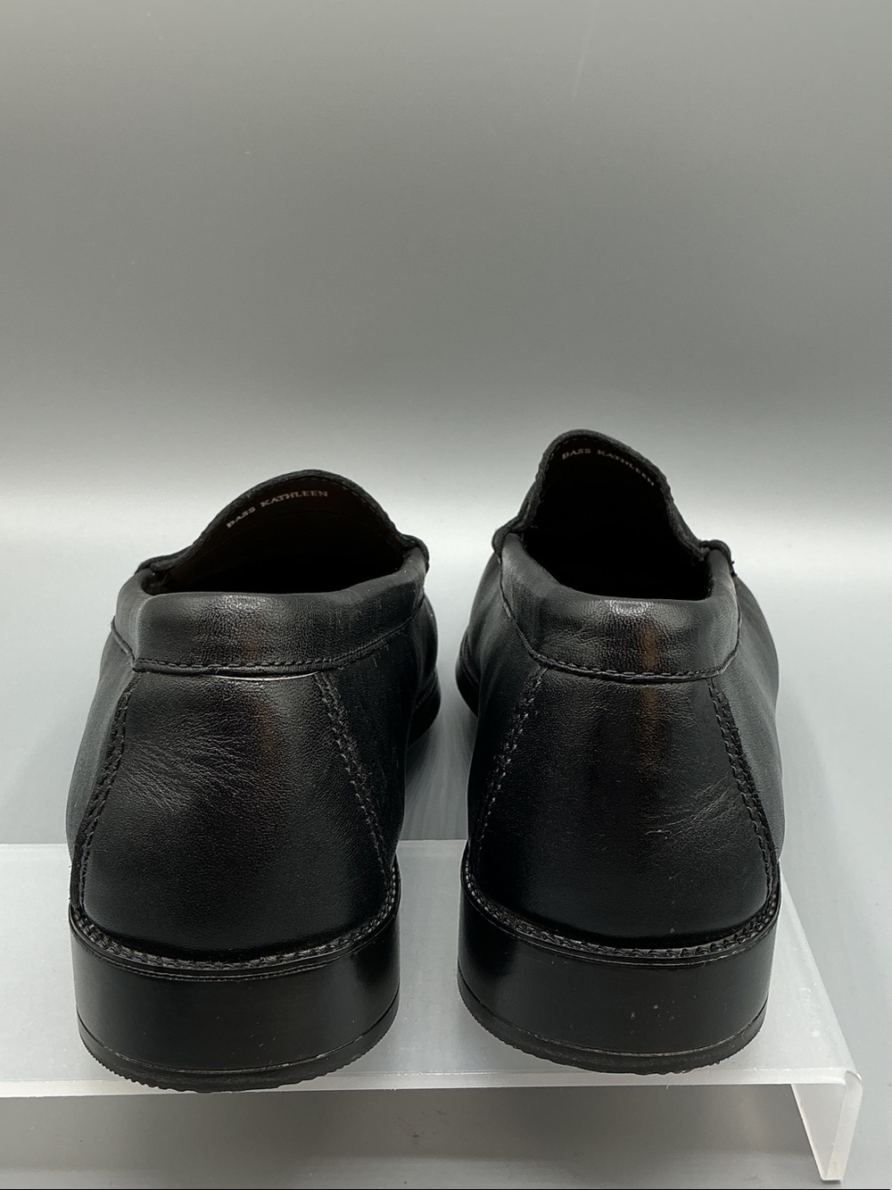Women's Black Leather Penny Loafers - Picture 5 of 9